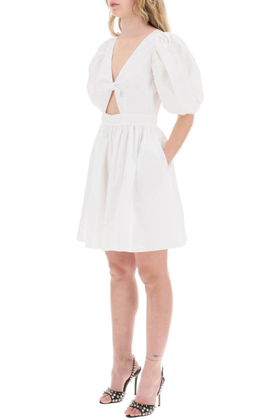Rotate 迷你連身裙，配有燈籠袖和鏤空細節 112335400 亮白色
