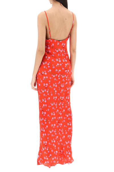 Rotate floral printed satin maxi slip dress. 1124242946 WILDEVE CLUSTER HIGH RISK RED COMB