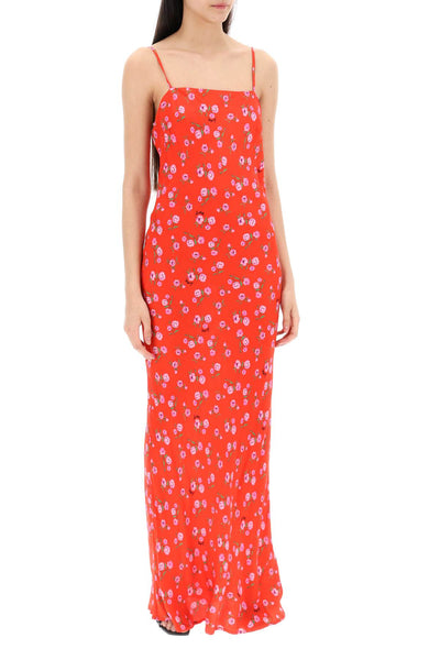 Rotate floral printed satin maxi slip dress. 1124242946 WILDEVE CLUSTER HIGH RISK RED COMB