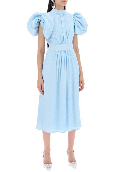 polka dot midi dress with balloon sleeves 1125682961 OVAL POLKA DOT + COOL BLUE COMB.