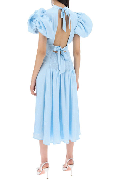 polka dot midi dress with balloon sleeves 1125682961 OVAL POLKA DOT + COOL BLUE COMB.