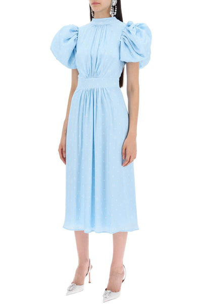 polka dot midi dress with balloon sleeves 1125682961 OVAL POLKA DOT + COOL BLUE COMB.