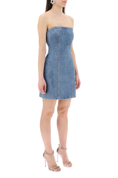 denim mini dress with rhin 1126361468 Light blue denim