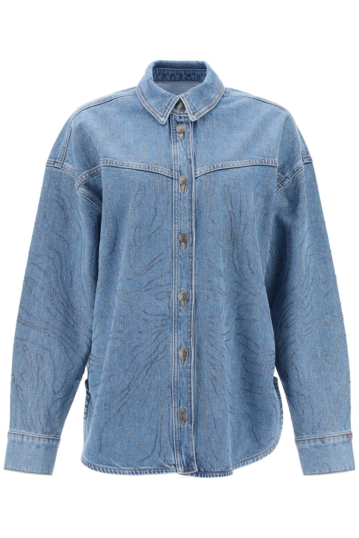 denim overshirt with rhin 1126401468 Light blue denim