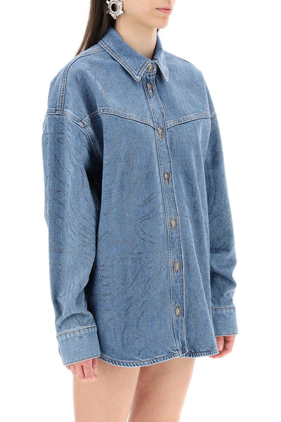 denim overshirt with rhin 1126401468 Light blue denim