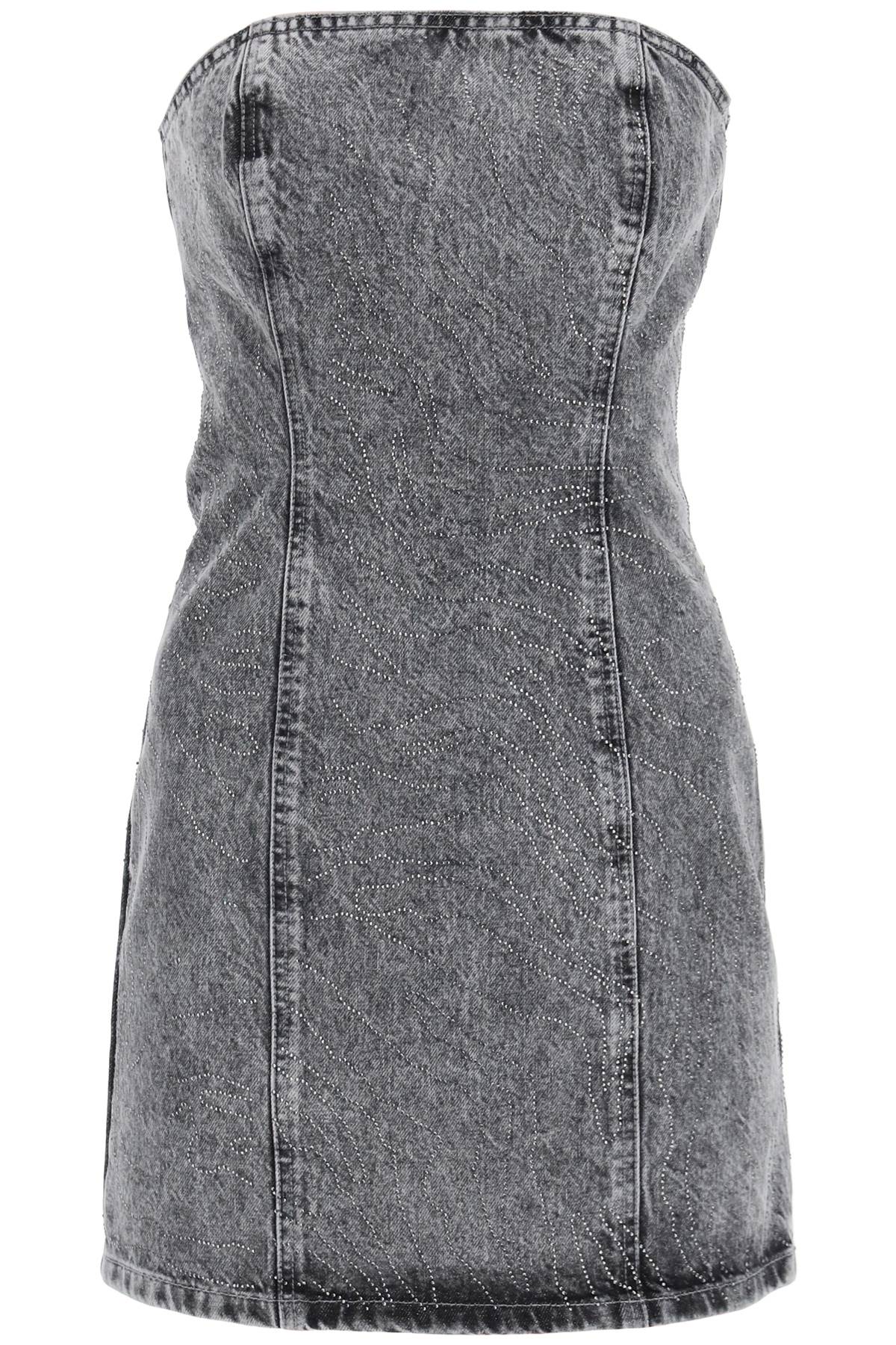 denim mini dress with rhinest 113006D06 GREY DENIM