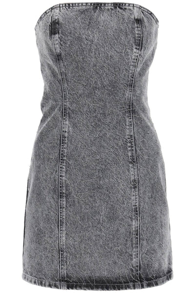 denim mini dress with rhinest 113006D06 GREY DENIM