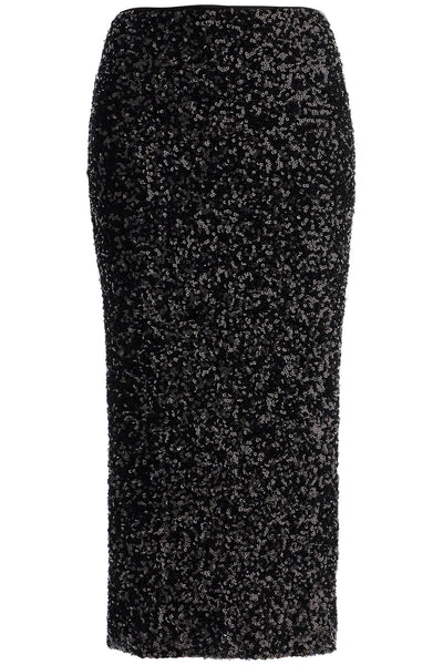 ROTATE midi sequin skirt in 114038100 BLACK | Italystation.com - Shop Now at italystation.com