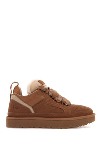 lowmel suede and mesh sneakers in italian leather 1144032 CHESTNUT