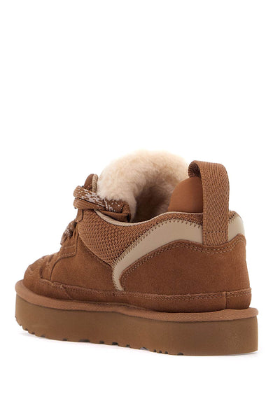 lowmel suede and mesh sneakers in italian leather 1144032 CHESTNUT