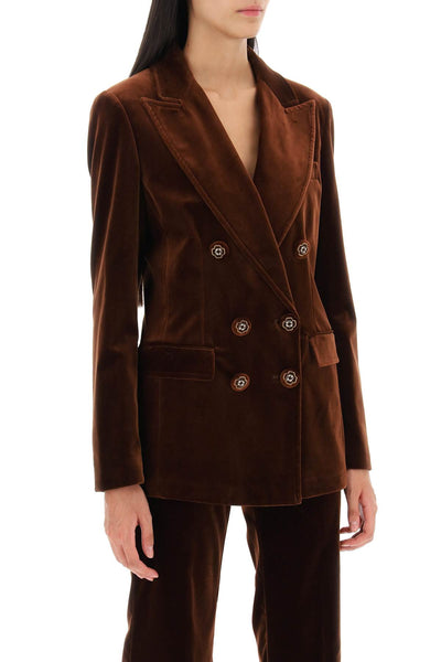double-breasted velvet jacket 12180 0551 BROWN