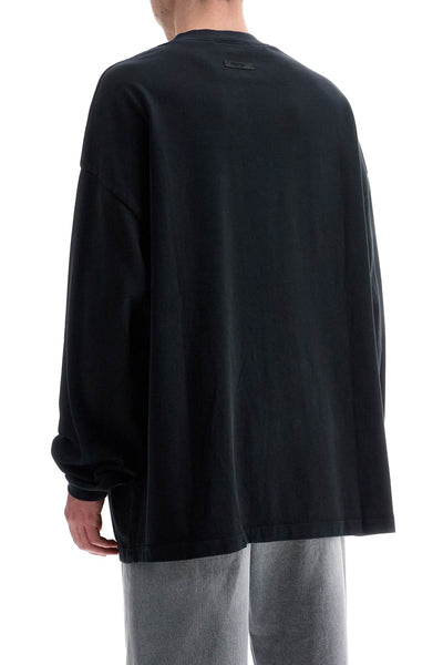 black cotton oversized sweater with logo 125HO242010F BLACK