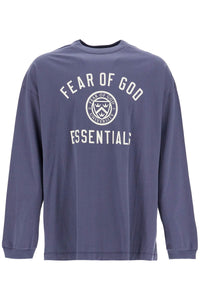 long sleeve navy blue cotton t-shirt with printed logo 125HO244204F MARINE