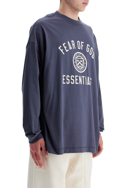 long sleeve navy blue cotton t-shirt with printed logo 125HO244204F MARINE