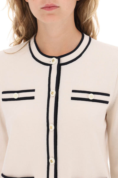 kendra merino wool cardigan 146098 FRENCH CREAM / MEDIUM NAVY