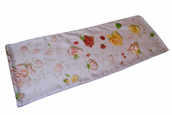 Hermes Purple Roses Flower 100% Silk Long Scarf