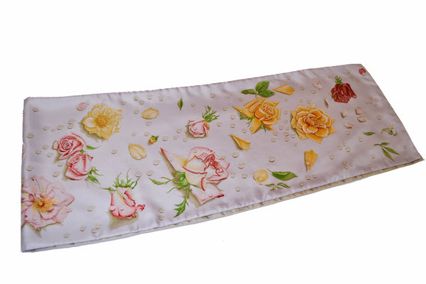 Hermes Purple Roses Flower 100% Silk Long Scarf
