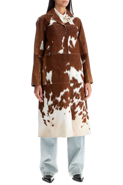 long gio coat in pony hair 15028 BROWN / WHITE COW