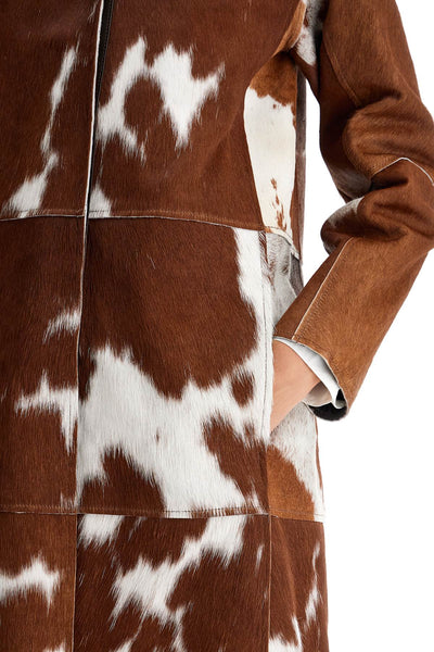 long gio coat in pony hair 15028 BROWN / WHITE COW