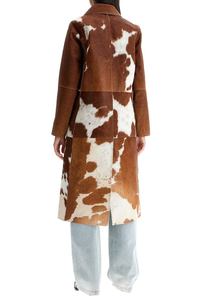 long gio coat in pony hair 15028 BROWN / WHITE COW