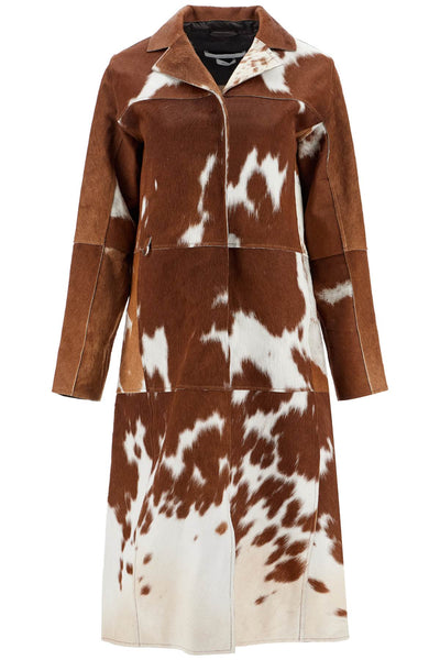 long gio coat in pony hair 15028 BROWN / WHITE COW