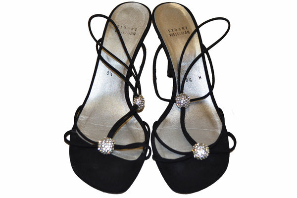 Stuart Weitzman Black Fabric Sandals Size 8.5