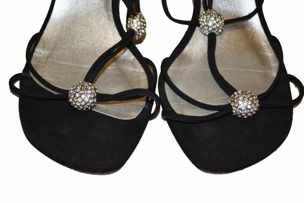 Stuart Weitzman Black Fabric Sandals Size 8.5