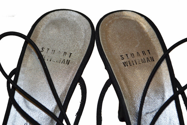 Stuart Weitzman Black Fabric Sandals Size 8.5