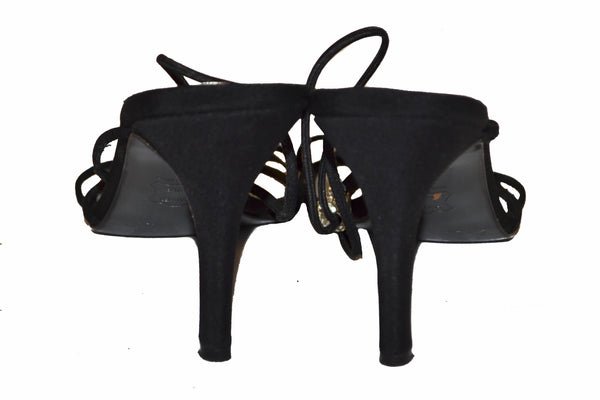 Stuart Weitzman Black Fabric Sandals Size 8.5
