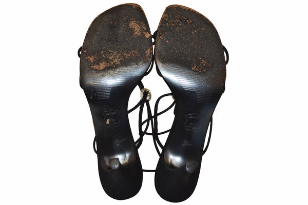 Stuart Weitzman Black Fabric Sandals Size 8.5