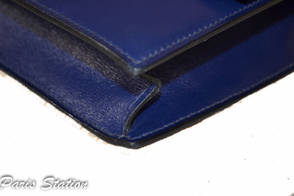 Hermes Blue Vintage Leather Clutch Messenger Bag