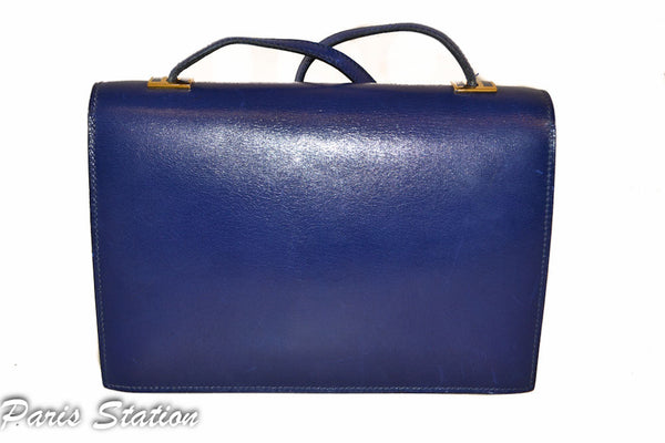 Hermes Blue Vintage Leather Clutch Messenger Bag