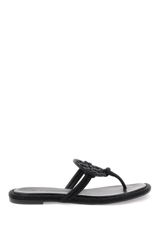 pavé leather thong sandals 152177 PERFECT BLACK