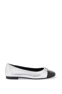 laminated ballet flats with contrasting toe 154309 SILVER PERFECT BLACK