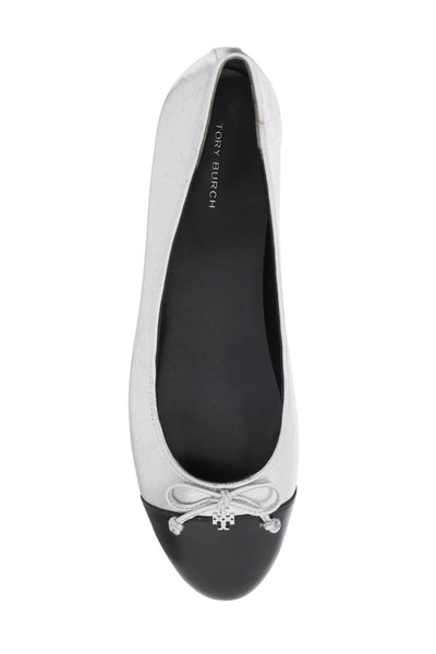 laminated ballet flats with contrasting toe 154309 SILVER PERFECT BLACK