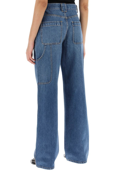 high-waisted cargo style jeans in 157135 DARK VINTAGE WASH