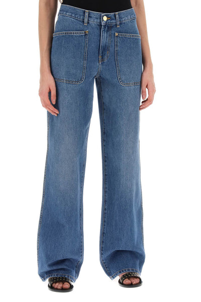 high-waisted cargo style jeans in 157135 DARK VINTAGE WASH