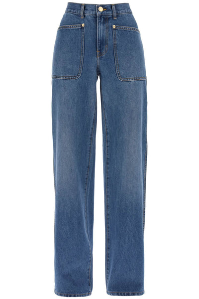 high-waisted cargo style jeans in 157135 DARK VINTAGE WASH