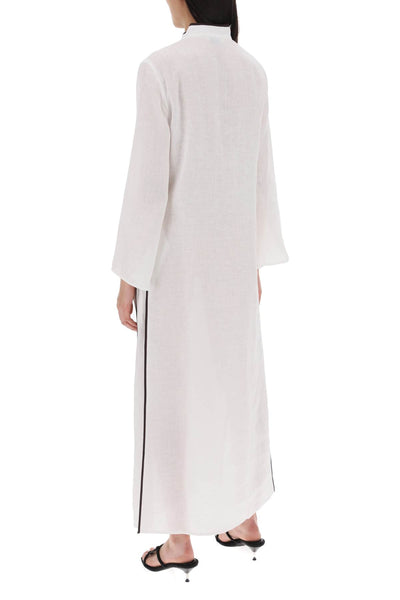 long linen caftan dress 158444 WHITE