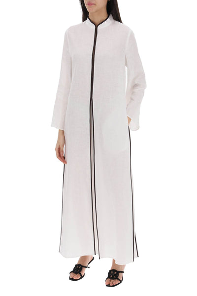 long linen caftan dress 158444 WHITE