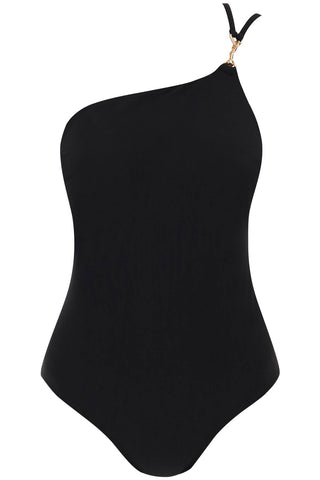 one-shoulder swimsuit with 158918 BLACK