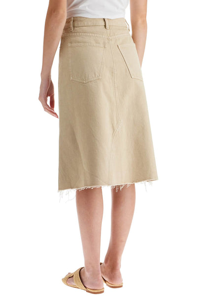 denim trapeze skirt with 160596 KHAKI