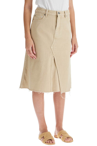 denim trapeze skirt with 160596 KHAKI