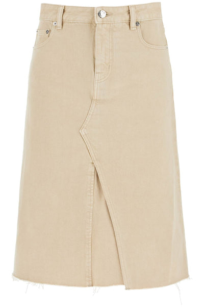 denim trapeze skirt with 160596 KHAKI