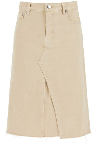 denim trapeze skirt with 160596 KHAKI