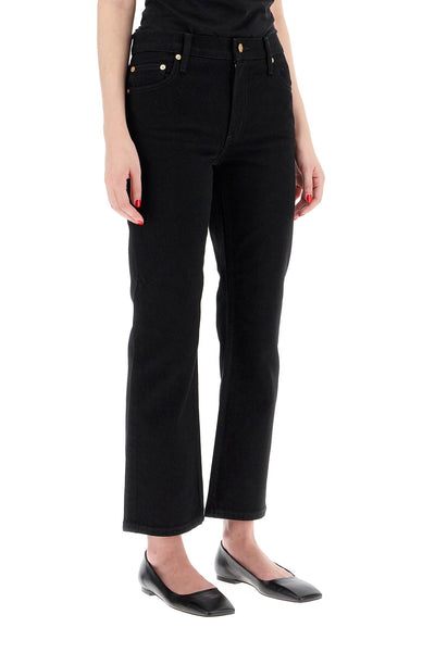 low-waisted kick flare jeans 161597 BLACK RINSE WASH