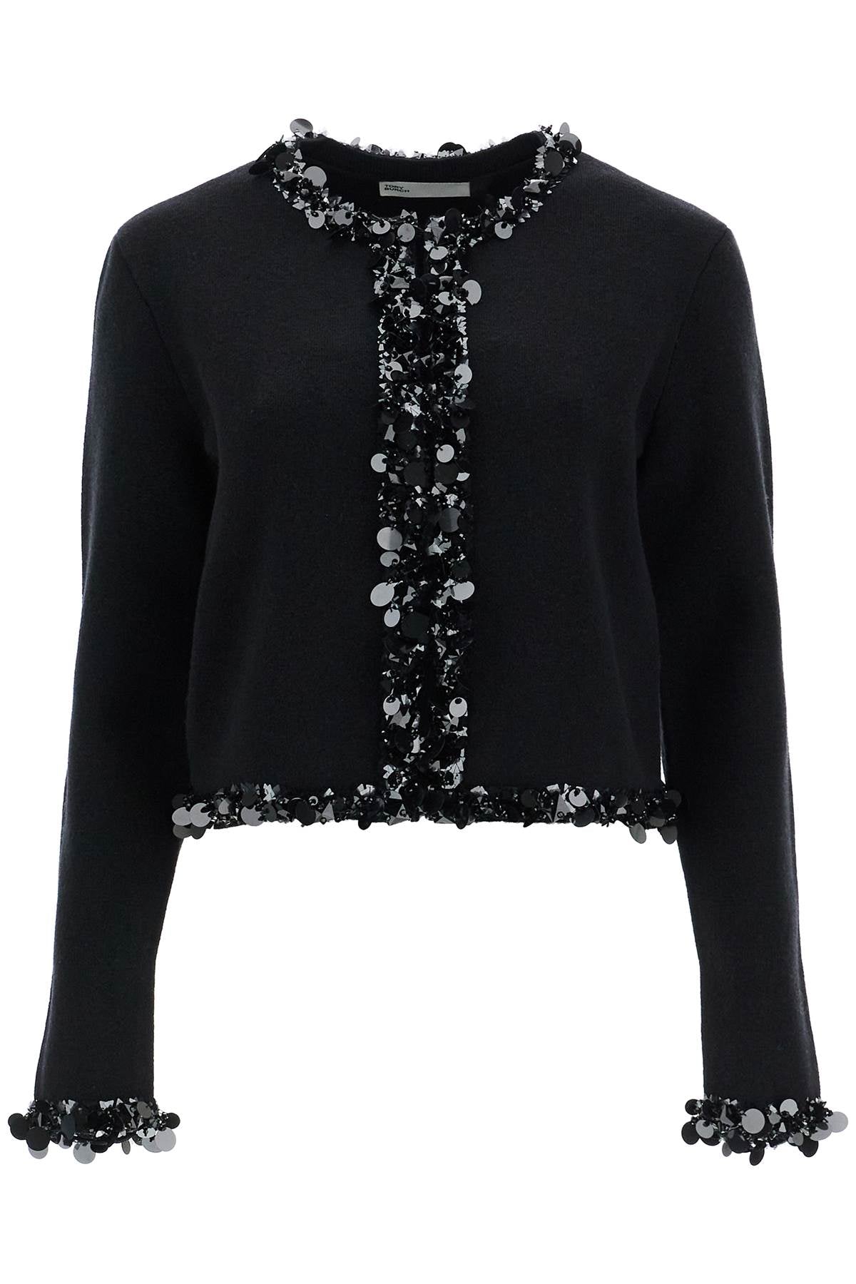 TORY BURCH beaded cardigan 164511 BLACK | Italystation.com - Shop Now at italystation.com