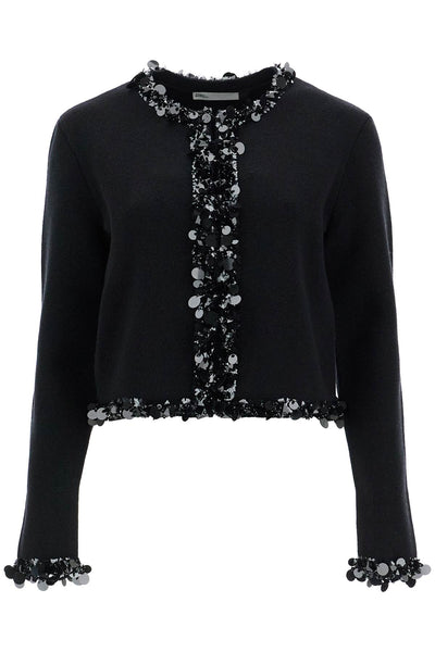 TORY BURCH beaded cardigan 164511 BLACK | Italystation.com - Shop Now at italystation.com