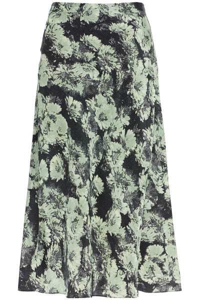 printed satin skirt 165457 GREEN PIXEL FLORAL