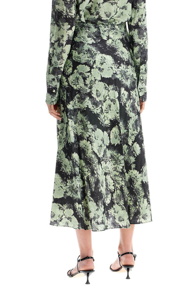 printed satin skirt 165457 GREEN PIXEL FLORAL